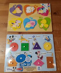 Lot of 2 NEW Wooden Toddler Puzzles...Disney Mickey's Clubhouse and Garanimals Animals