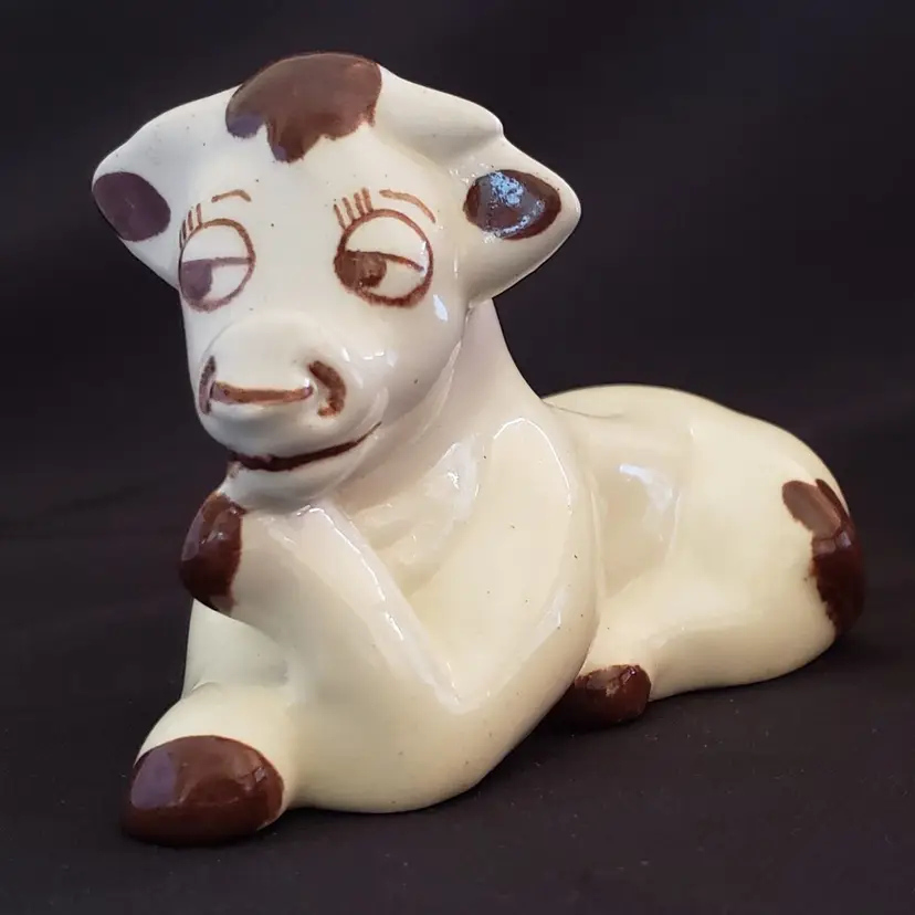 Cow Reclining Figurine Ceramic Rio Hondo California Pottery 5" long Vintage