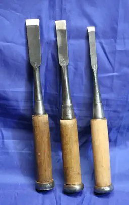 Lot of 3 Japanese Chisels Nomi