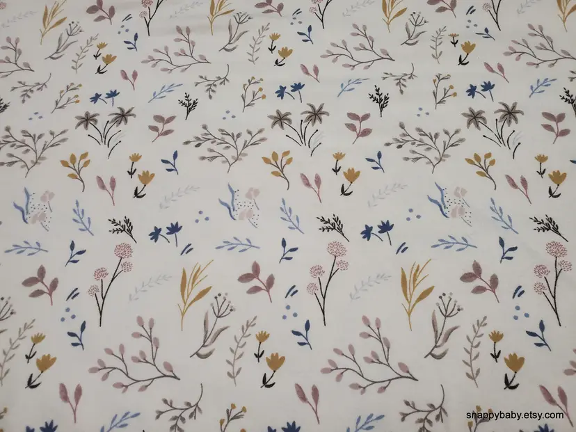 Tossed Multi Floral Flannel Fabric Remnant - 100% Cotton - Choose Size - Soft Craft & Quilting Fabric