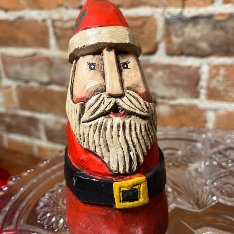 Folk Art Wood Santa Vintage