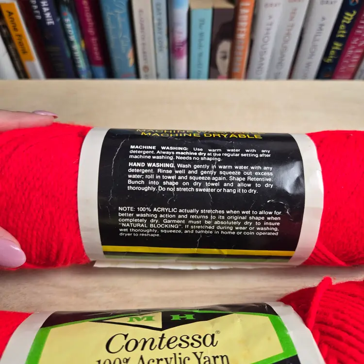 Vintage NEW NOS Contessa 100% Acrylic Yarn Scarlet Red 3 skeins