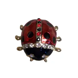 Rhinestone Lady Bug Brooch 1.25” X 1.5”