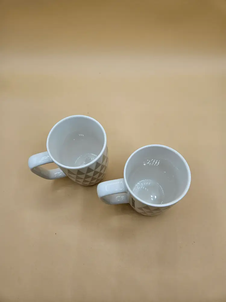 2 Starbucks Tan Triangles 8oz Mugs