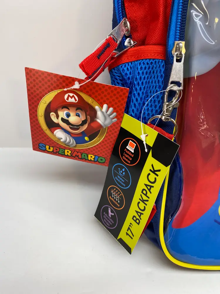 Super Mario Bros "Here We Go" Kids School Backpack With Padded Laptop Sleeve