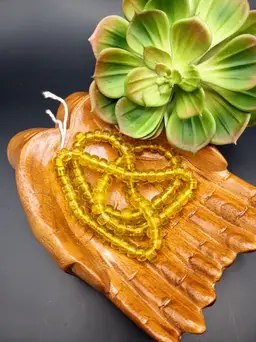 Vintage Yellow Glass Crow Bead Necklace. Padre Beads. They GLOW!