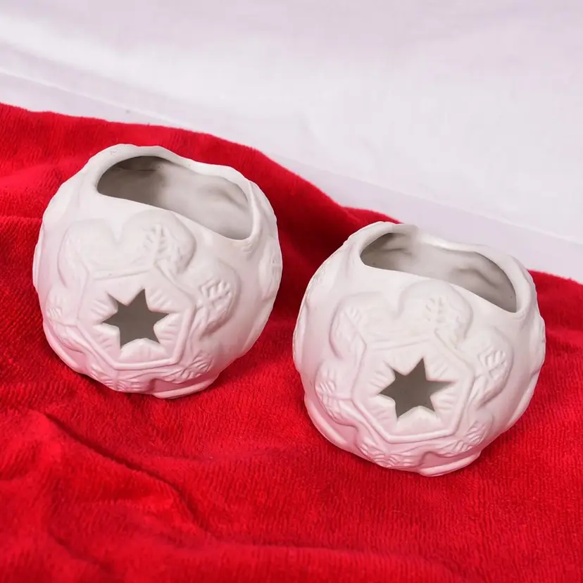 Pair of Snow Flake Votive Holder Christmas Holiday Household Decoration