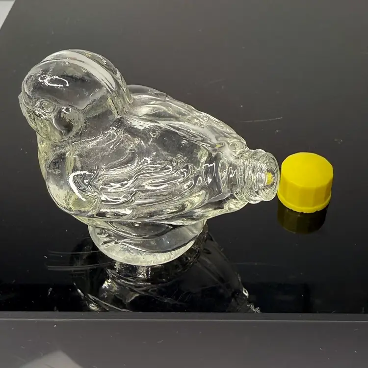 Vintage Canary Bird Glass Perfume Bottle 2.25”