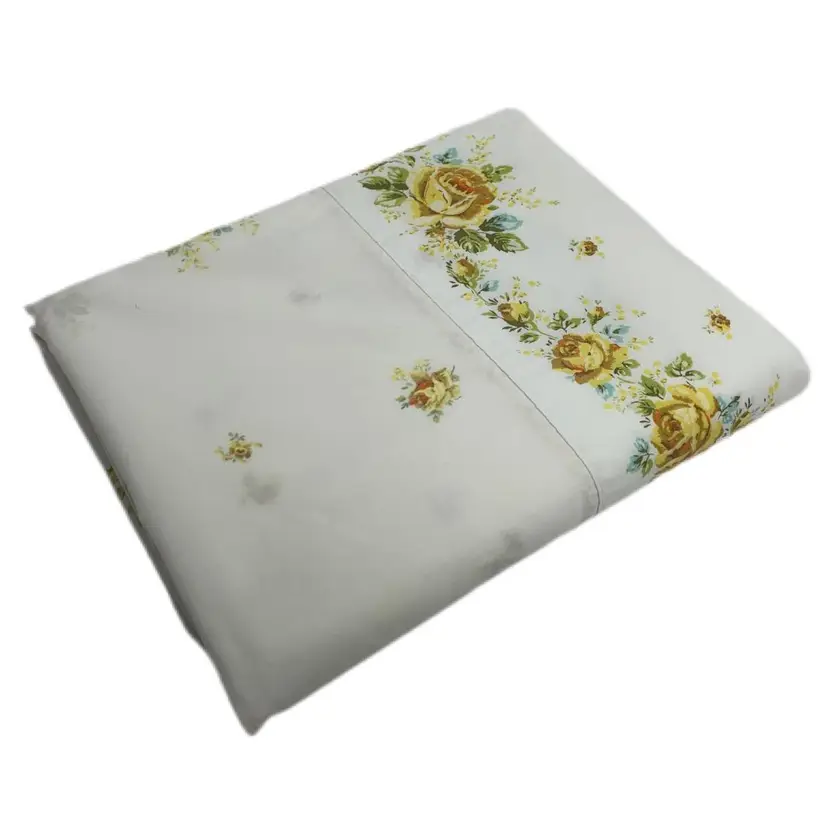 Springmaid Wondercale Twin Flat Sheet Country Floral Cottagecore Yellow Roses Vtg