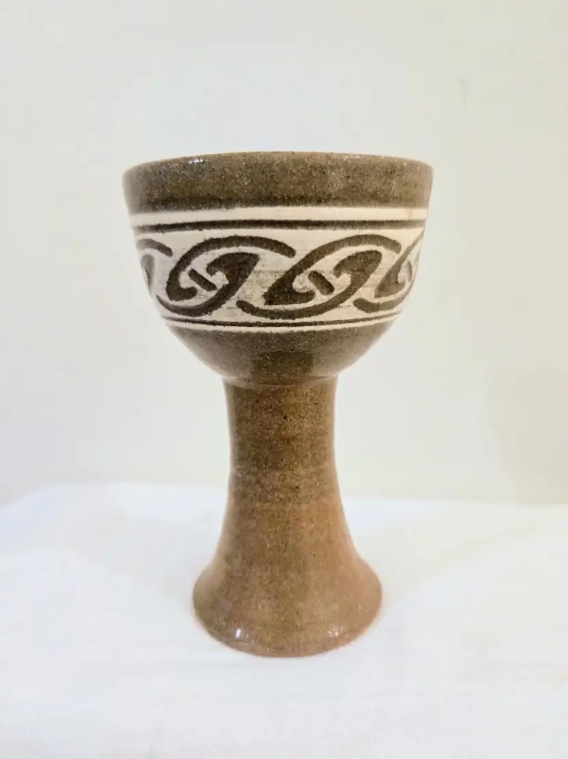 Stoneware Studio Art Pottery Goblet Marked "RTS" 5" tall