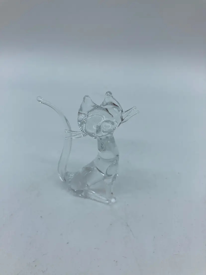 Vintage Hand Blown Art Glass Cat Figurine