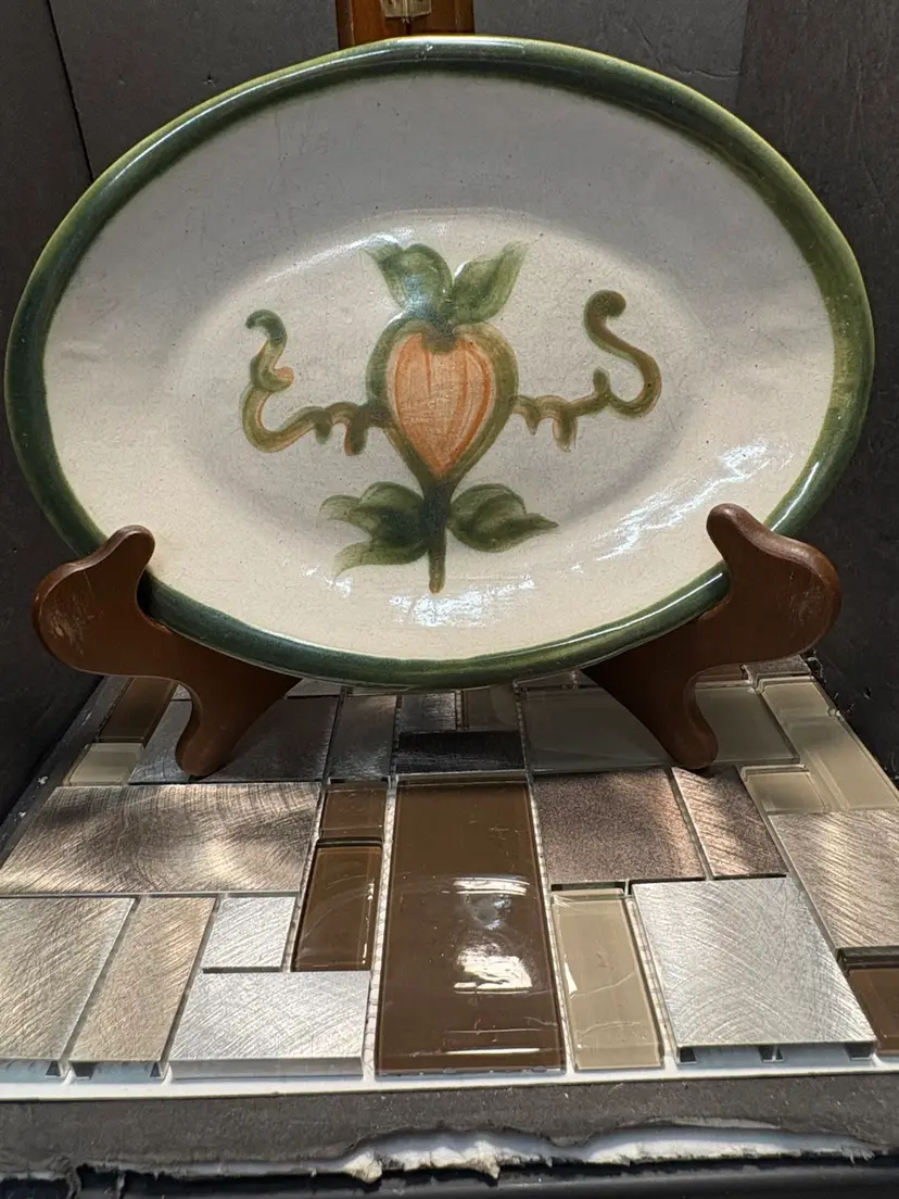 Vintage HTF JOHN B TAYLOR LOUISVILLE USA STONEWARE HARVEST FIG PLATTER 10”ovel