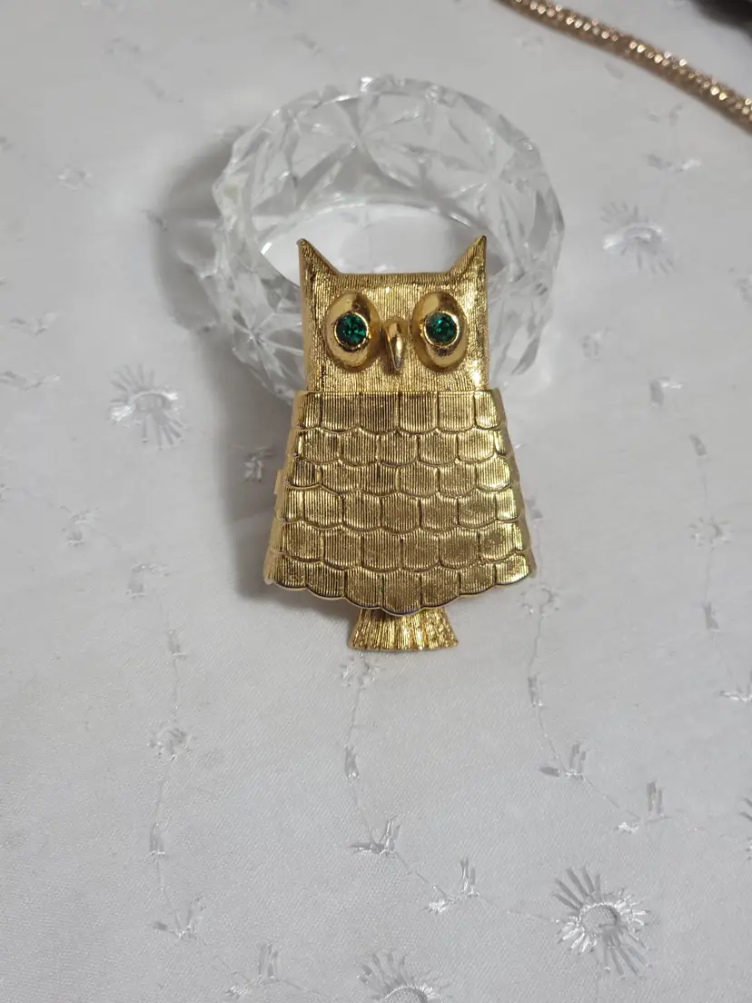 Vintage Avon pendant and brooch perfume owl