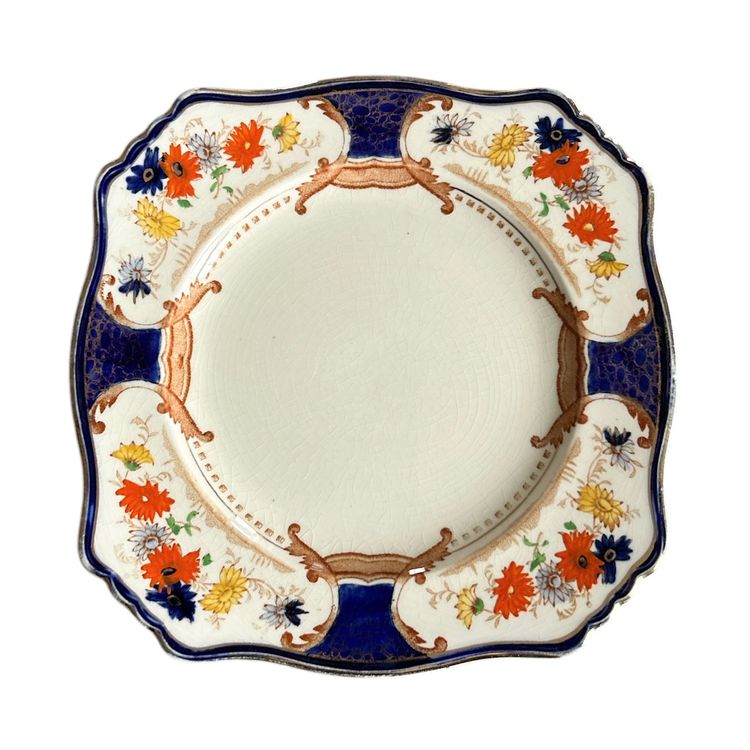 Vintage Rich Mode Crown Jewel No 768985 Blue and Yellow Porcelain Dining Plate