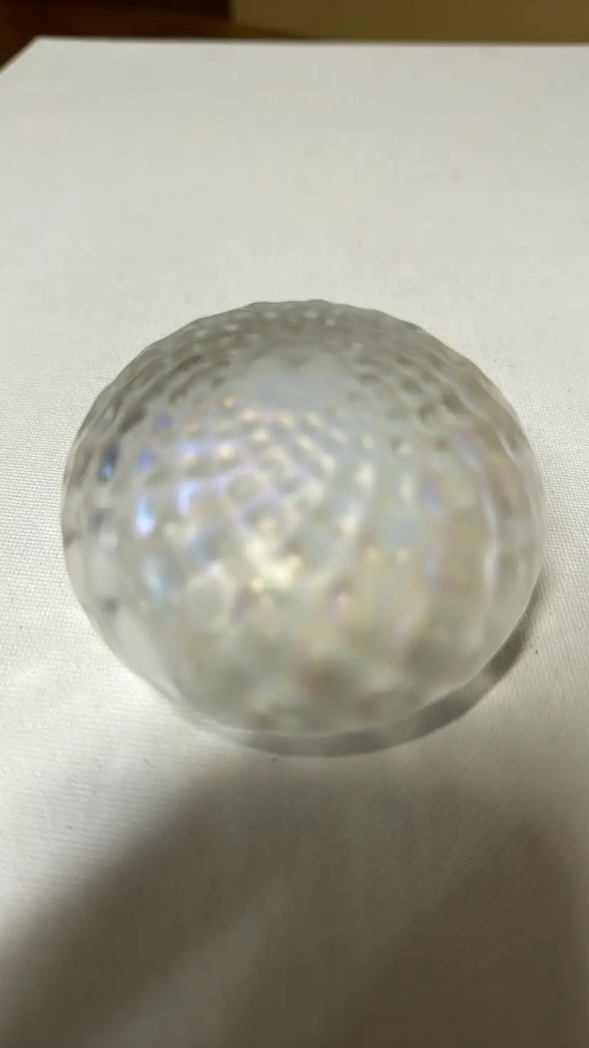 Levay Intaglio studio Iridescent blown glass textured paperweight 3.25”