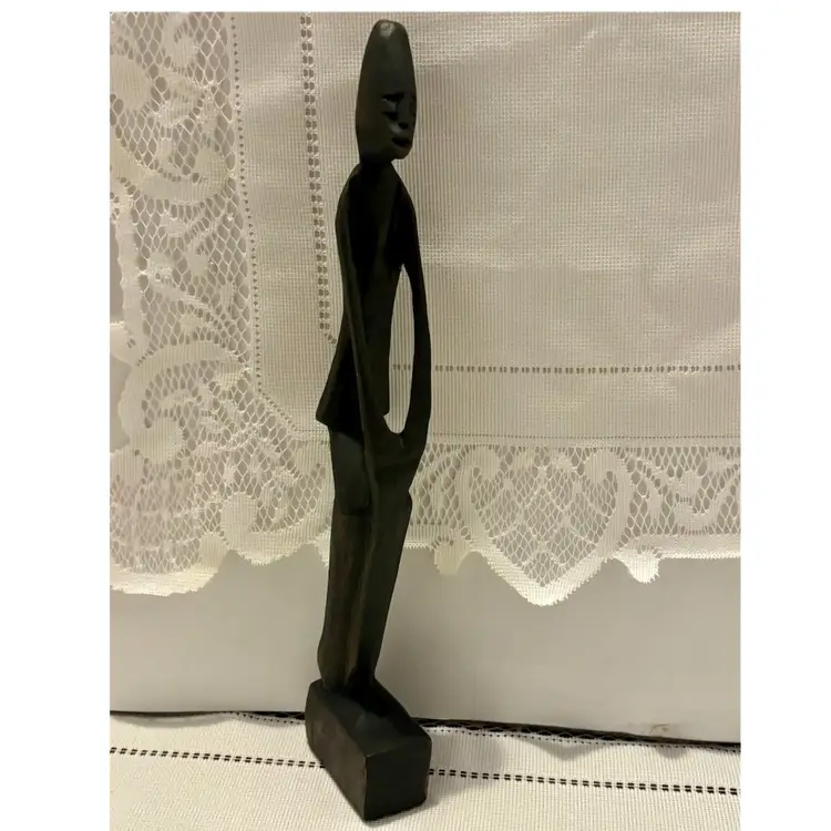 Vintage African Hand Carved Ebony Wood Male Figure 10.5”