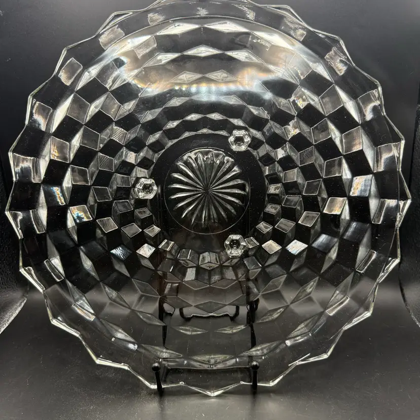 Fostoria American 3-Footed Clear Glass Cake Plate