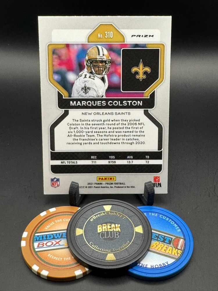 Marques Colston Orange Disco 2021 Prizm New Orleans Saints