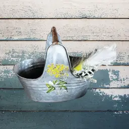Vintage Galvanized Upcycled Floral Farmhouse Decor Galvanized Metal Made By Me Drnksuzy OOAK Original  Cottagecore