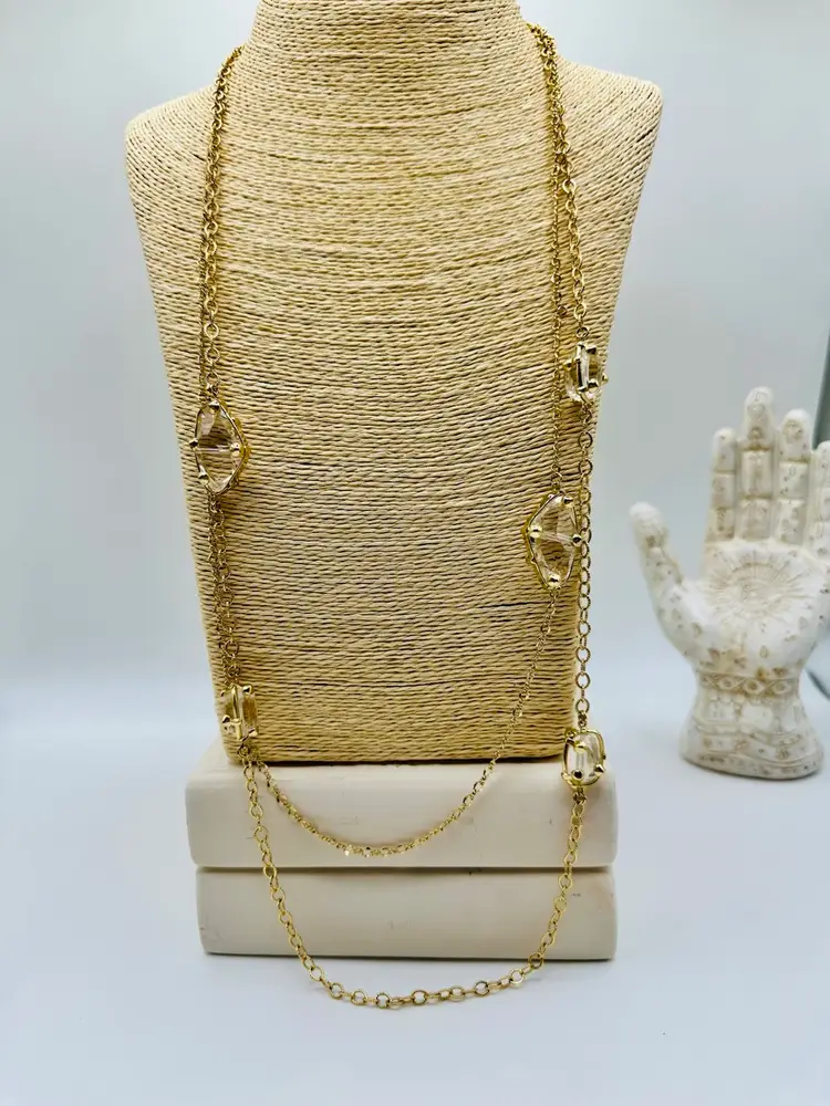 Sorrelli Long Gold Necklace with Swarovski Crystals