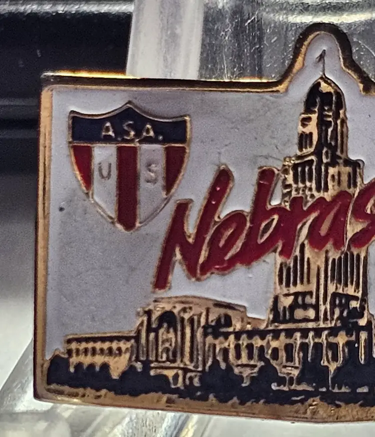 Vintage Nebraska ASA USA Softball State Capital Building Lincoln Lapel