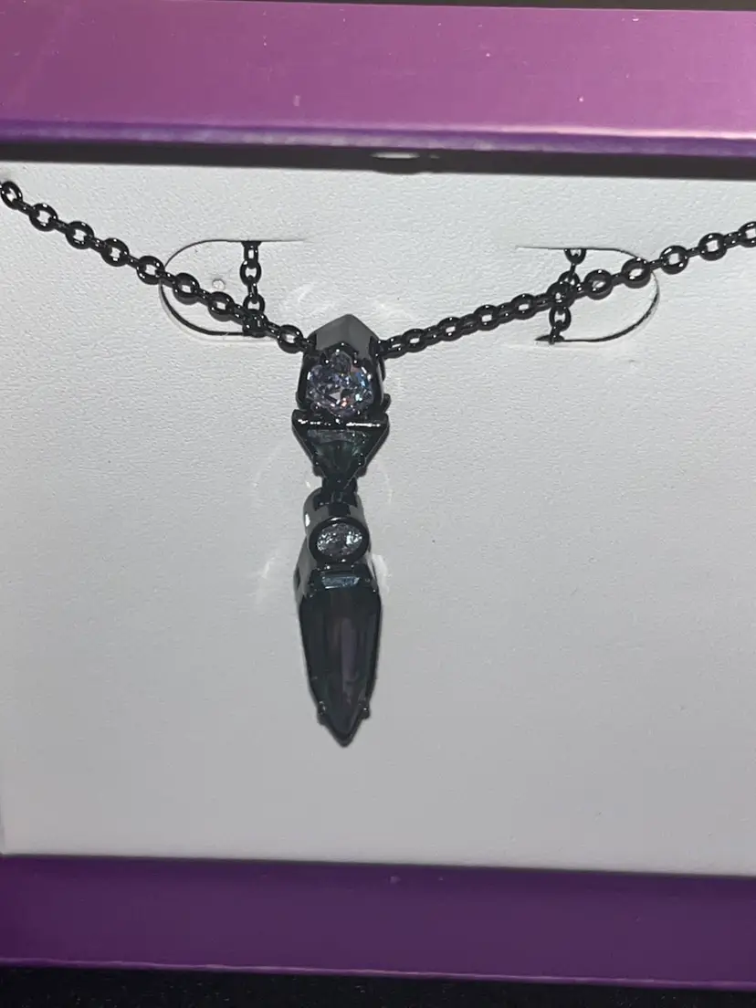 Bomb Party 2609 Green Rainbow Topaz On Triple Black Gold Plated Necklace