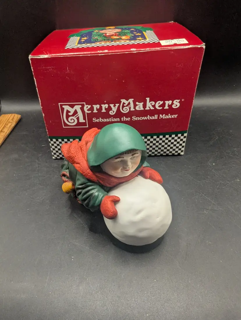 Vintage Dept 56 Merry Makers Sebastian the Snowball Maker Figurine.