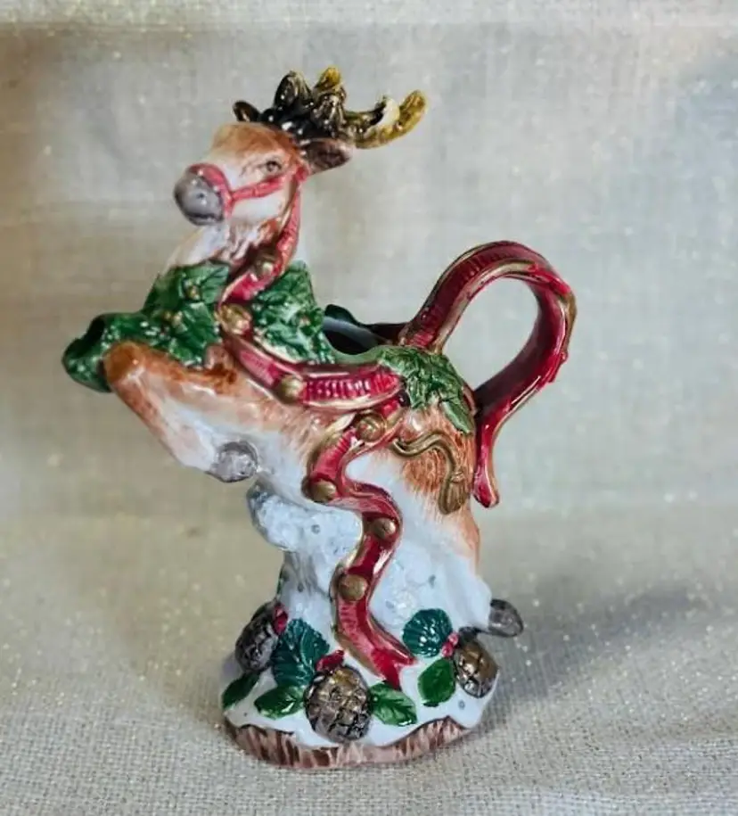 Fitz & Floyd 6.5” Reindeer Creamer 1993 Heirloom Collection Christmas Ornament