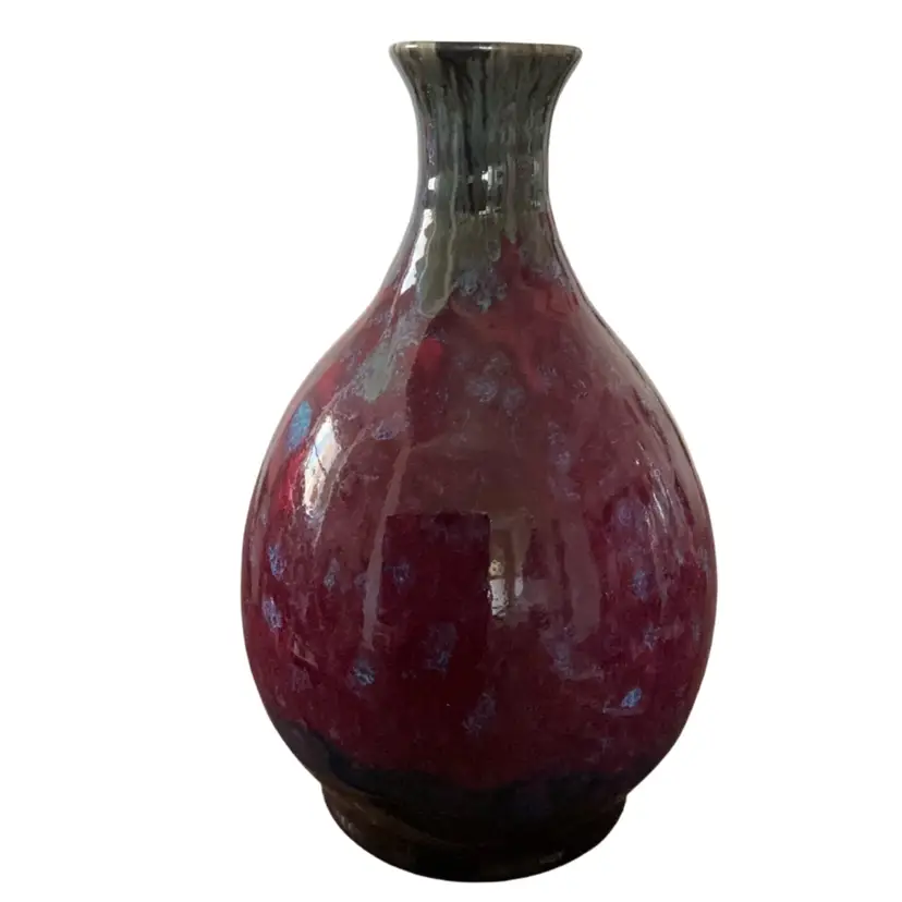 Vintage Edgecomb Pottery Ceramic Jun Ware Style Vase 7.5”x 4.5”