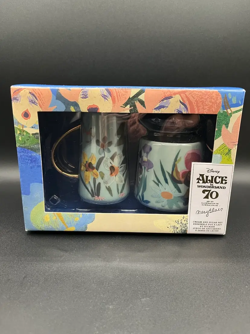 New Disney 70th Edition Alice in Wonderland by Mary Blair Creamer and Sugar Bowl Set