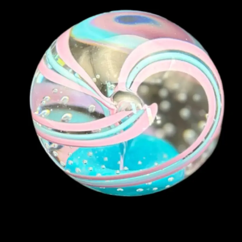#4: Vintage Wheaton Village Pastel Pink And Light Blue Swirls With Controlled Bubbles