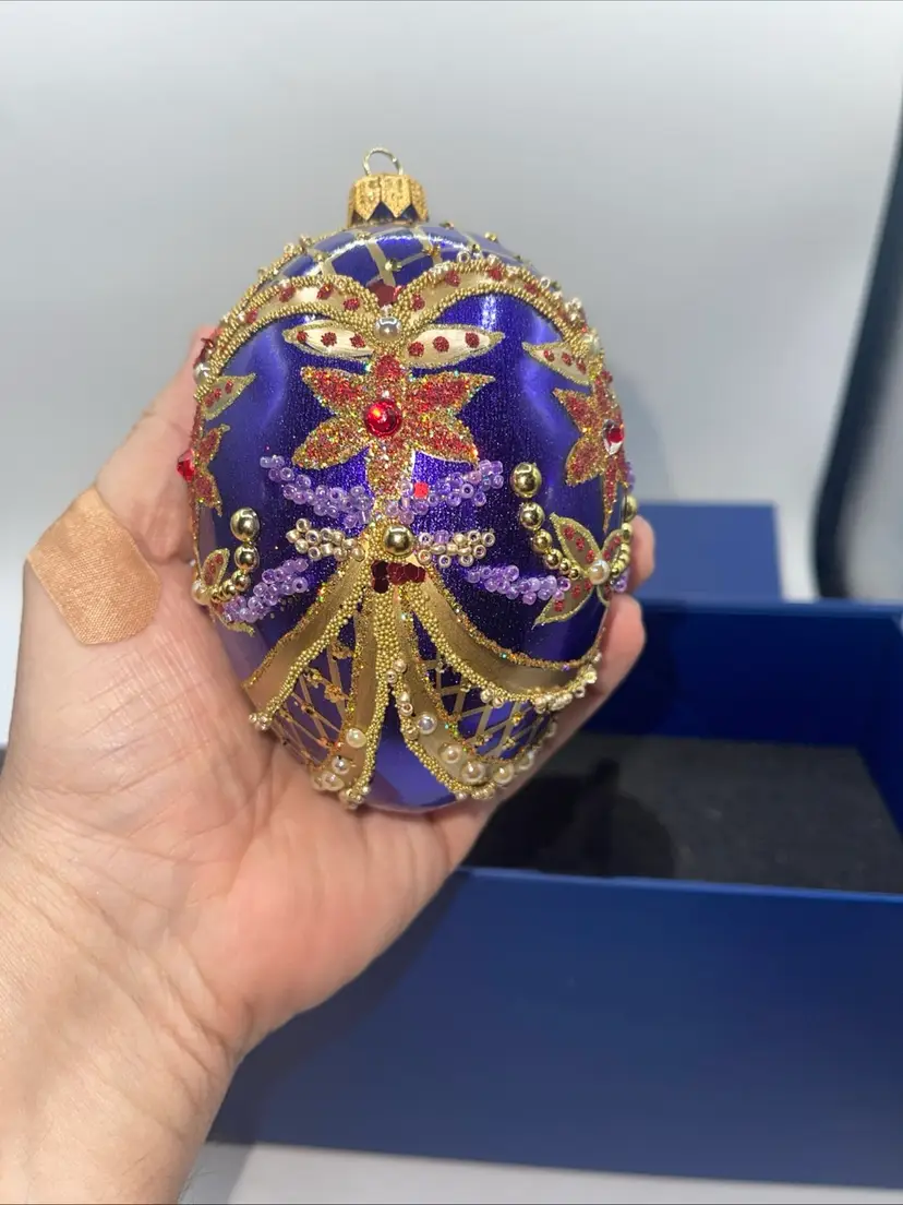 The Artisan Collection By Trim Center Ornament Oval 5 1/4 Inches Purple Jewels