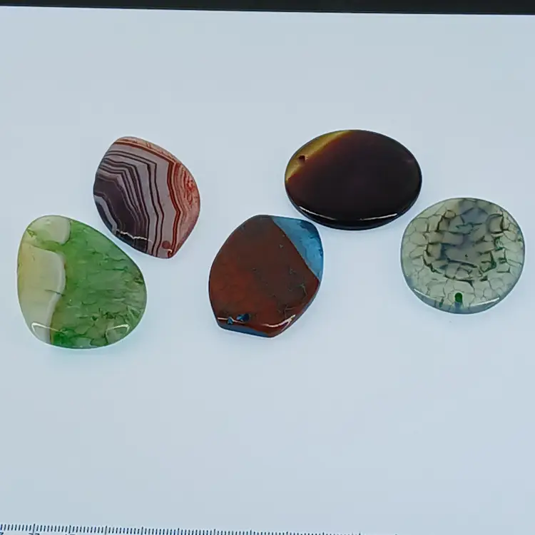 5 Polished Gemstone Pendants