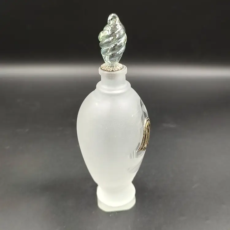 Vtg Art Deco Frosted Glass Perfume Bottle