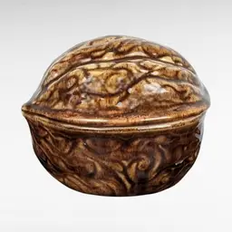 Hand Painted Glazed Walnut Covered Snack Bowl
