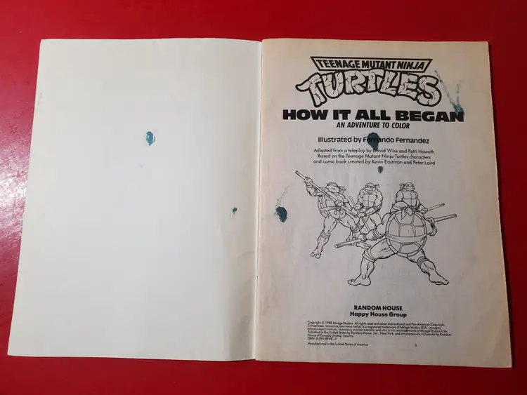 TMNT Teenage Mutant Ninja Turtles HOW IT ALL BEGAN AN ADVENTURE TO COLOR 1988