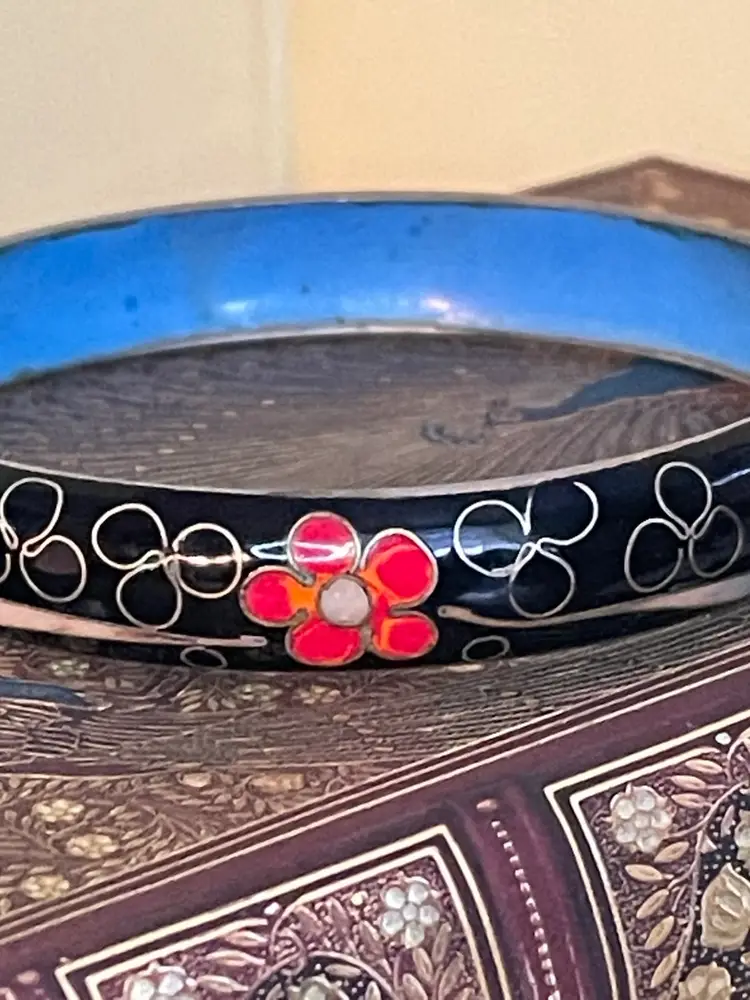 Vintage Cloisonné Enamelware Bracelet 9”