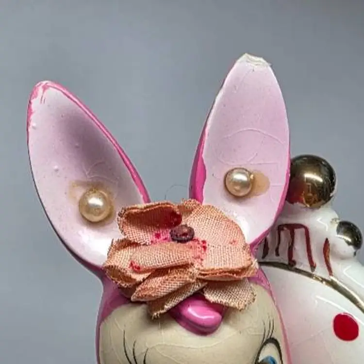 Vintage Kitsch Arnart Anthropomorphic Ceramic Pink Bunny Rabbit ...