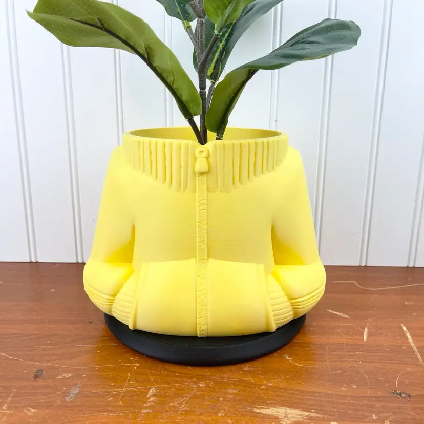 Sweatshirt Jacket Indoor Planter Pot, Sporty Sweater Flower Pot, 3D Printed Planter, Unique Quirky Modern