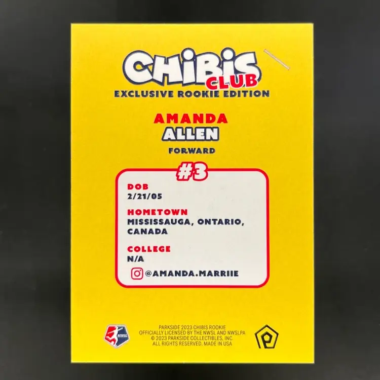 Amanda Allen 2023 Parkside NWSL Chibi Club Exclusive Rookie Edition