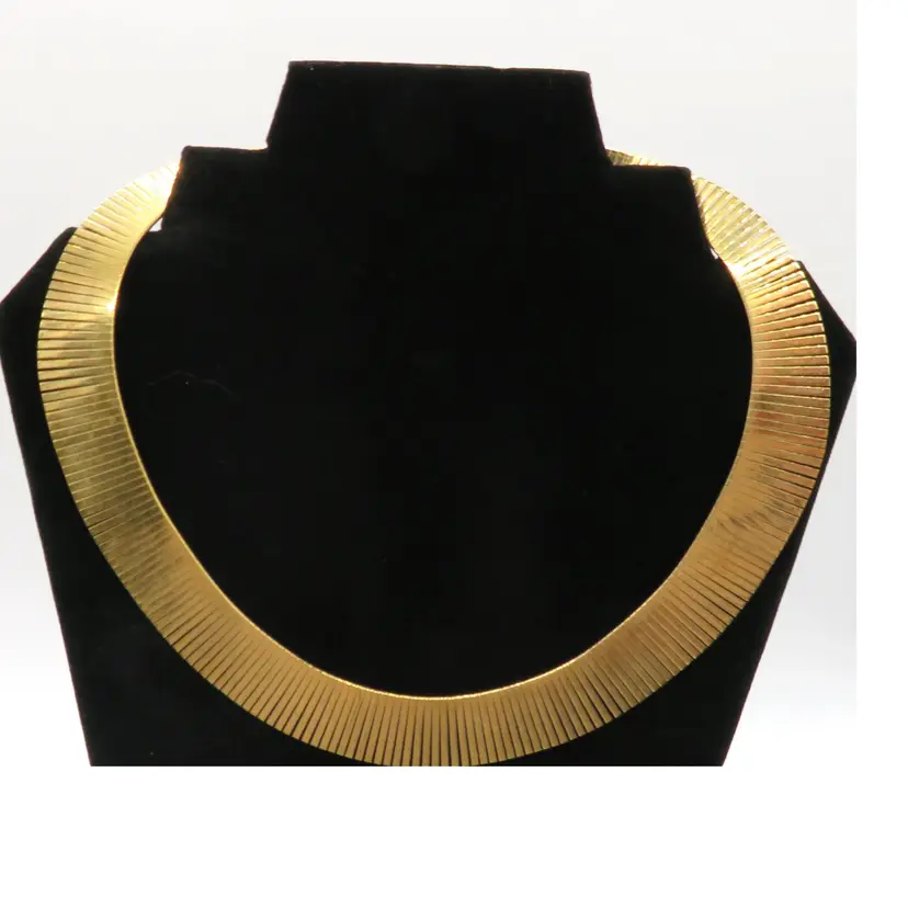 2000 Bellezza Italy Bronze Graduating Flat Collar Statement Necklace 16"