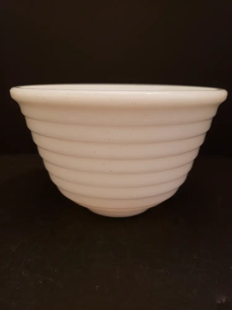 G.E. General Electric 7'' Mixer Bowl White Milk Glass Ribbed Beehive Vintage