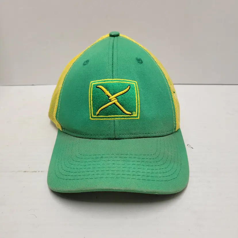 Twisted X Mens Green Yellow Mesh Back Trucker Hat Snapback Logo Cap