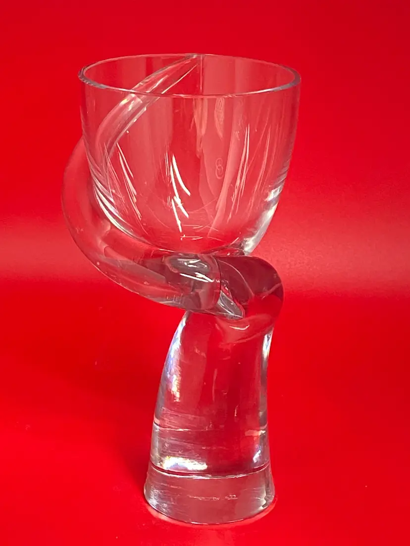 Signed Crystal Spiral Vase, 7.5 " Tall