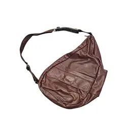 AmeriBag USA Healthy Back Bag Vintage Burgundy Leather Crossbody Backpack Large