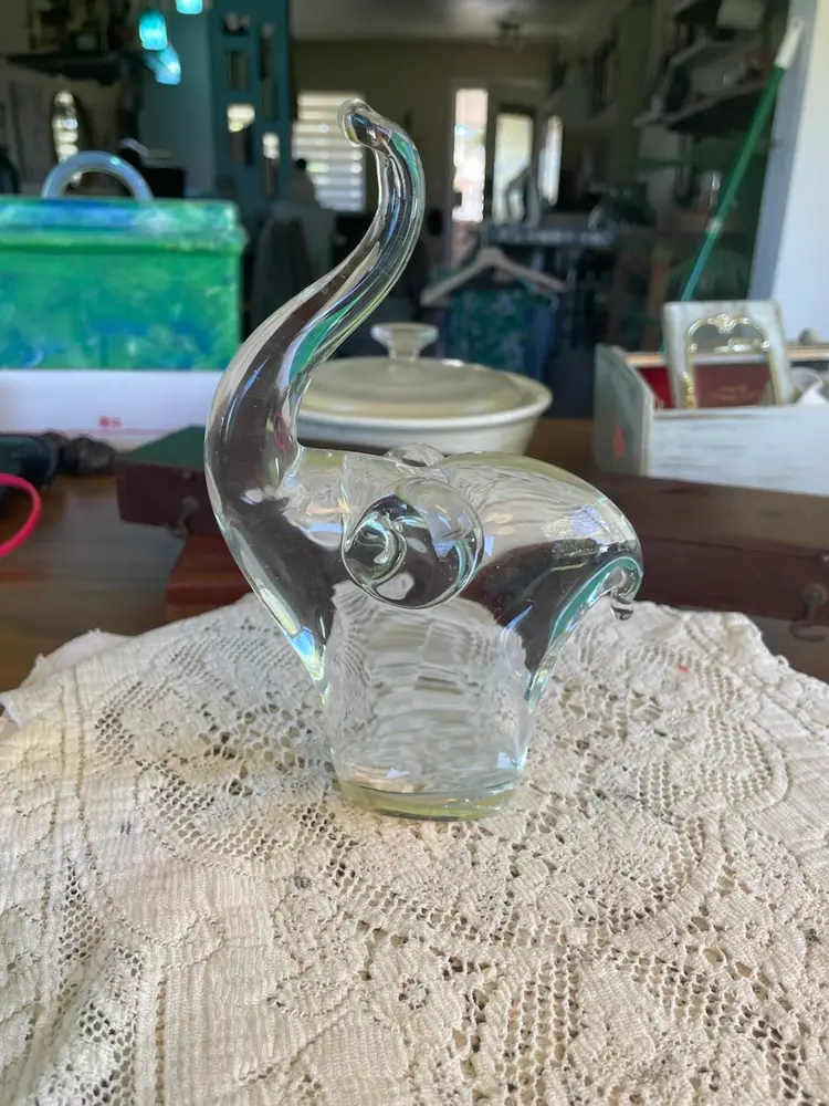 Vintage Murano Clear Glass Elephant