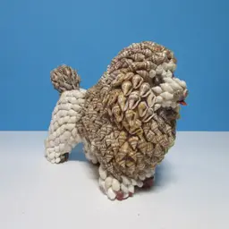 vintage sea shell art creation poodle dog figurine nautical decor