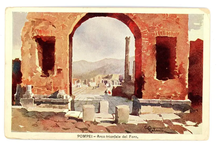 Postcard Pompei Italy Triumphal Arch of the Forum Arco Trionfale del Foro