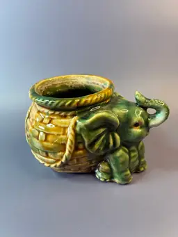 Vintage Ceramic Elephant Planter 3” T X 5” W