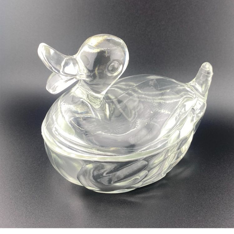 Vintage Duck On Nest Jeanette Glass Sweet Little One Candy Dish Cottage